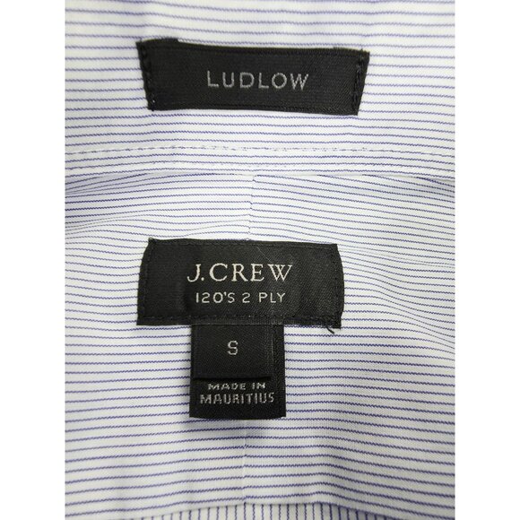 J. Crew Ludlow Size Small Mens White Blue Stripe Spread Collar Long Sleeve Shirt - Picture 4 of 10